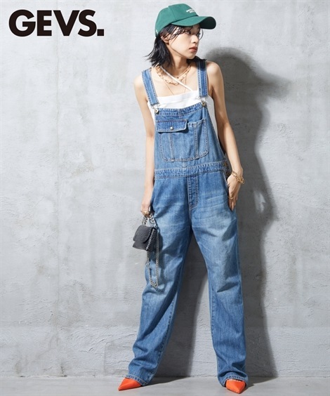 サロペット 大きいサイズ ライトオンスデニムオーバーオール GEVS.
