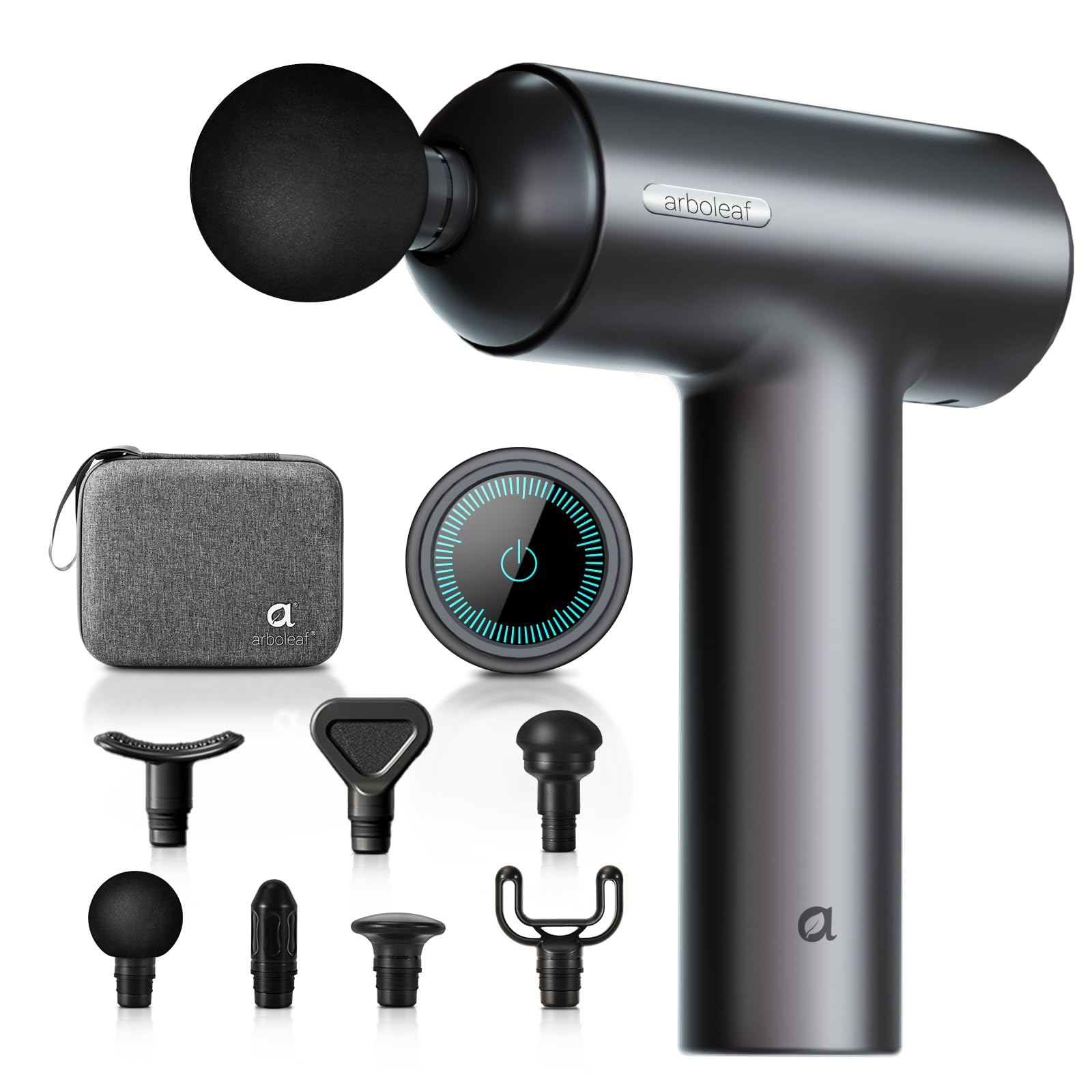 arboleaf 筋膜リリースガン Pro ハンディガン タッチパネル式 10mm振幅 最速3200回/分 きんまくリリースガン 6段階レベル 7種類アタッチメント付き 全身ケア Type-C充電 大