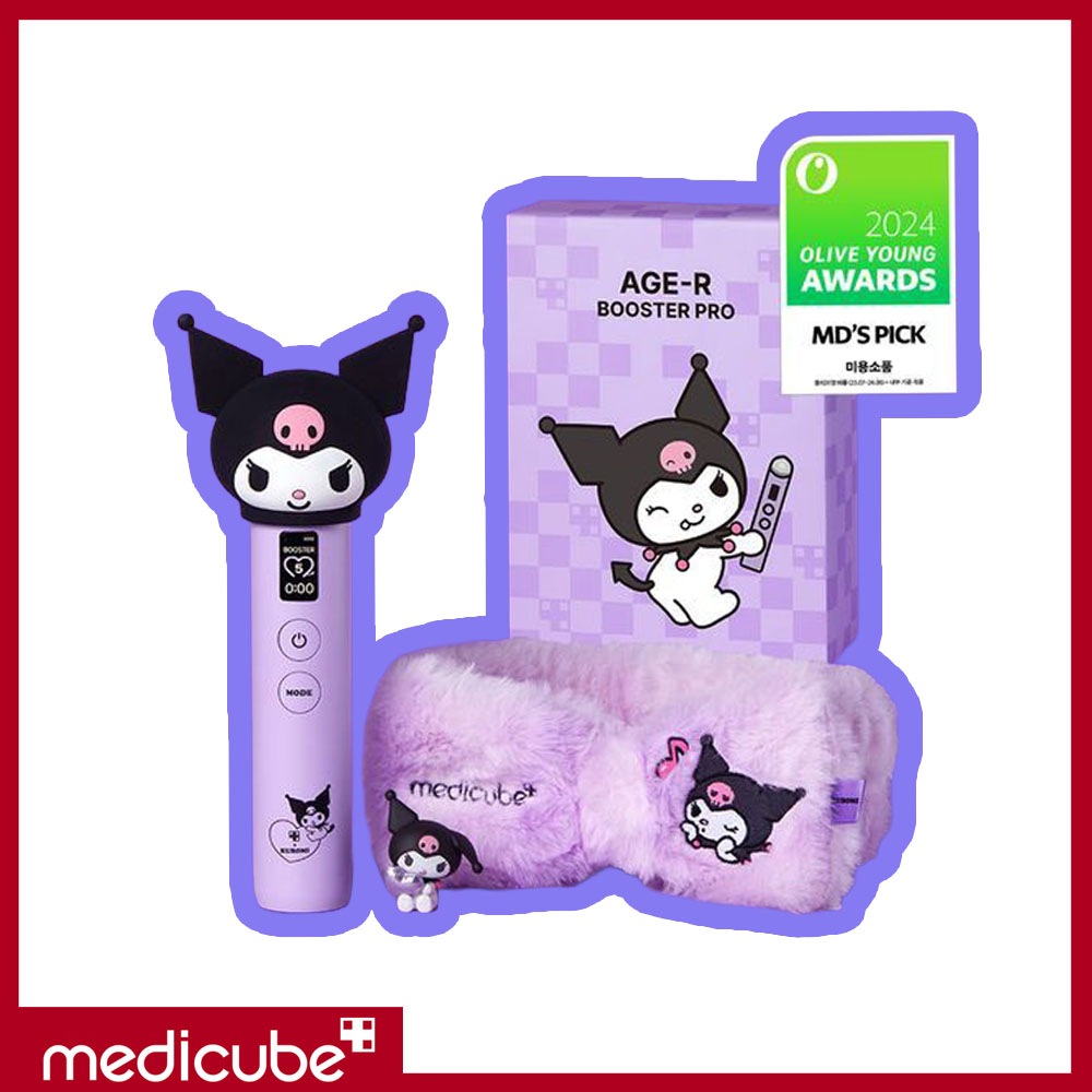 【韓国公式正品】[新商品] AGE-R ブースタープロ 【KUROMI 限定版】 /セット内容同梱(ヘッドキャップ＋洗顔バンド＋クリーナー＋ステッカー)/メディキューブ 美顔器/Medicube