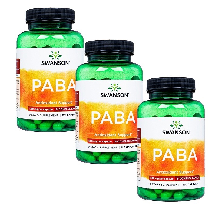 Swanson　スワンソン 　PABA500mg120錠 3本　海外直送日時指定不可　国際郵便発送