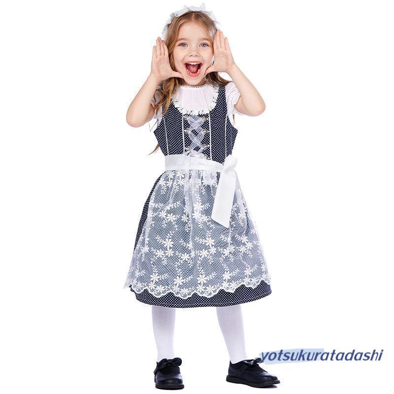 【新品販売 】子供 ドレス キッズ 子ども用 コスプレ 仮装 クリスマス 衣装　ビール装　レース　メイド コスチューム ドレス