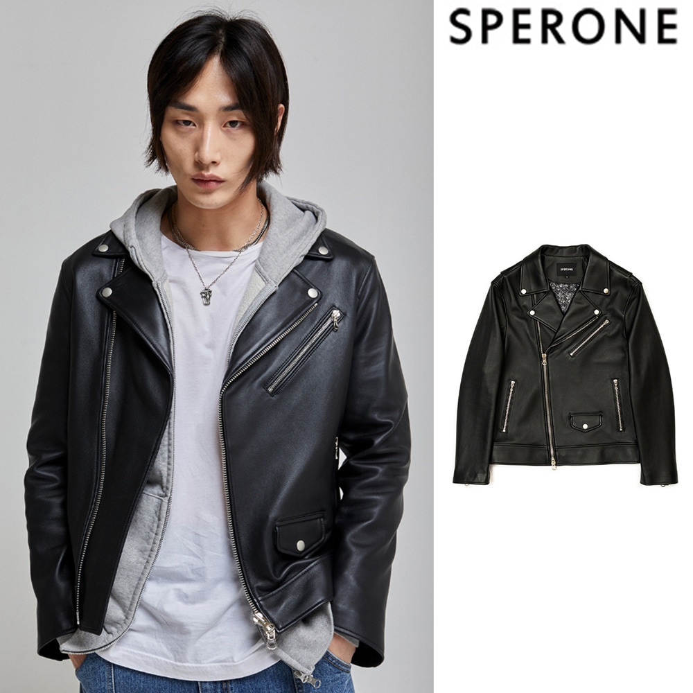 [SPERONE] [Sons of Anarchy] Lambskin Lining Print Rider Jacket