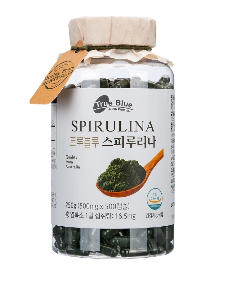 True Blue トゥルーブルー スピルリナ 500mg x 500カプセル 約166日分 抗酸化 クロロフィル 葉綠素 健康食品 栄養補助食品 食事で不足 栄養サポート 正規品 大容量 サプリ