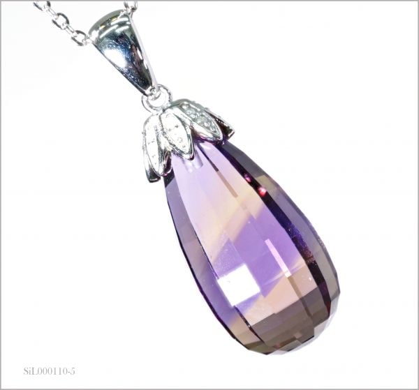 天然石 アメトリン ダイヤモンド ネックレス 数量限定 重量感 なす 野菜 福 No.