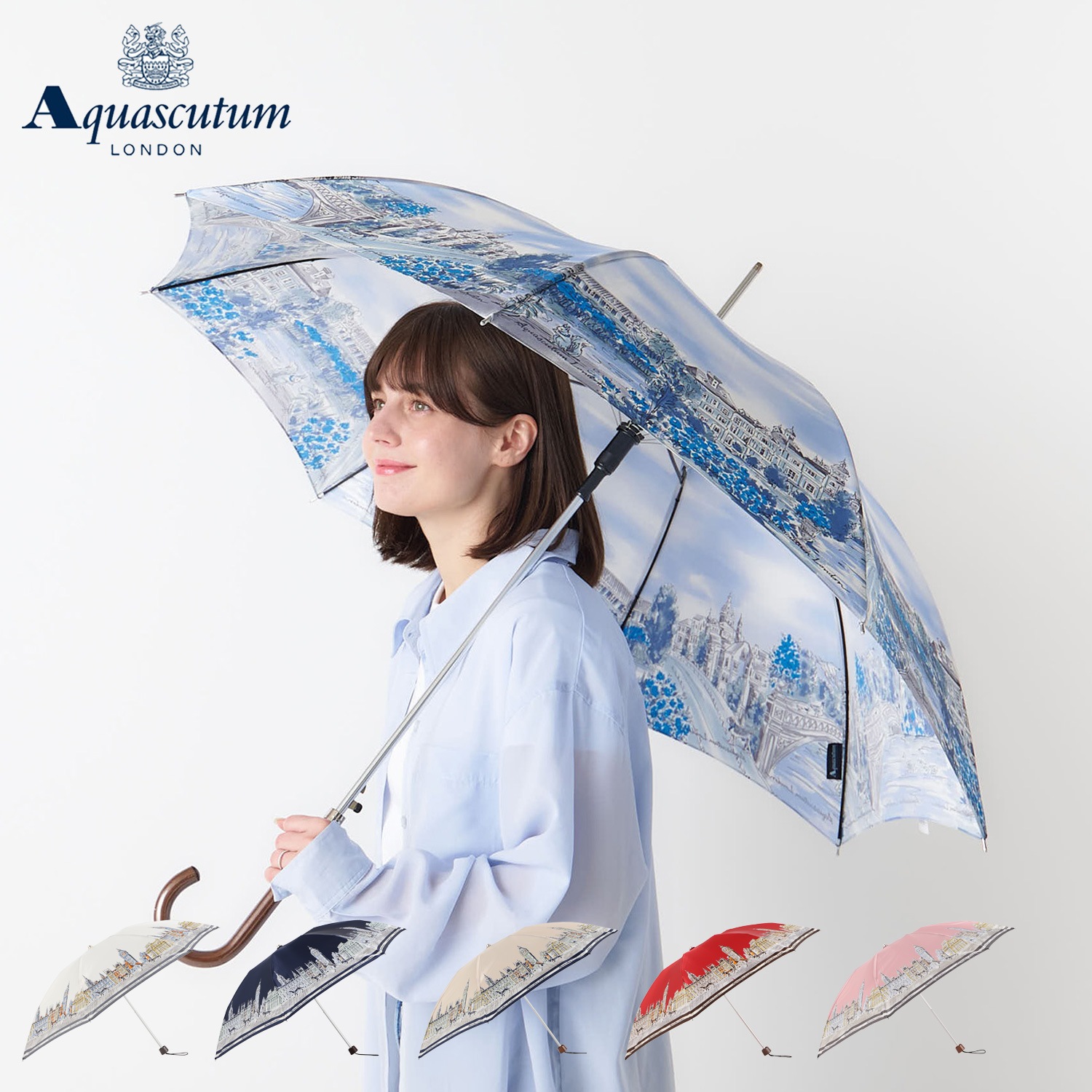 長傘 雨傘 レディース 耐風 ボタン式 日本製 ネイビー サックス イエロー ピンク 1AQ 11090