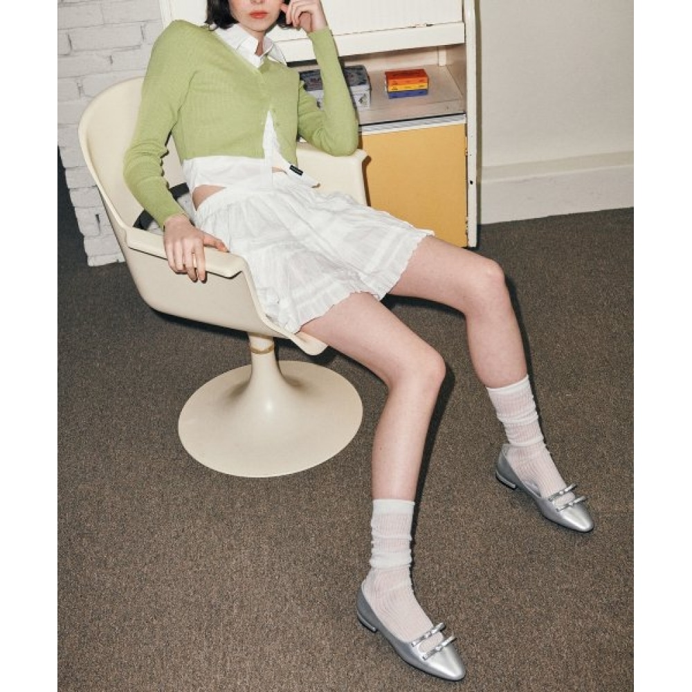 マックモックビアンカ 3色セミポイントトゥリボンフラット 2cm