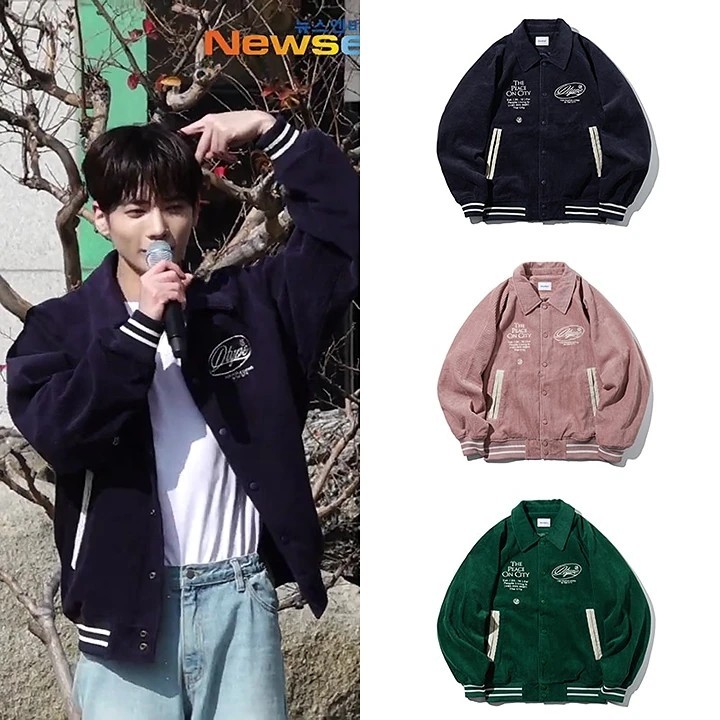 【TXT テヒョン着用】Corduroy Raglan Jacket ネイビー/ピンク/グリーン ファン必須アイテム K-POP アイドル愛用 韓国ファッション