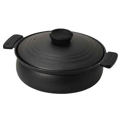 他サイト： パール金属　軽量ふっ素加工IH対応土鍋風卓上鍋24cm(ブラック)　HC465の商品画像