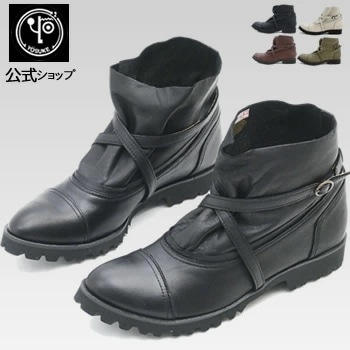 【公式SHOP特典キズ補修液付】 ヨースケ くしゅくしゅ ショートブーツ レディース 本革 日本製　軽量 フラットソール