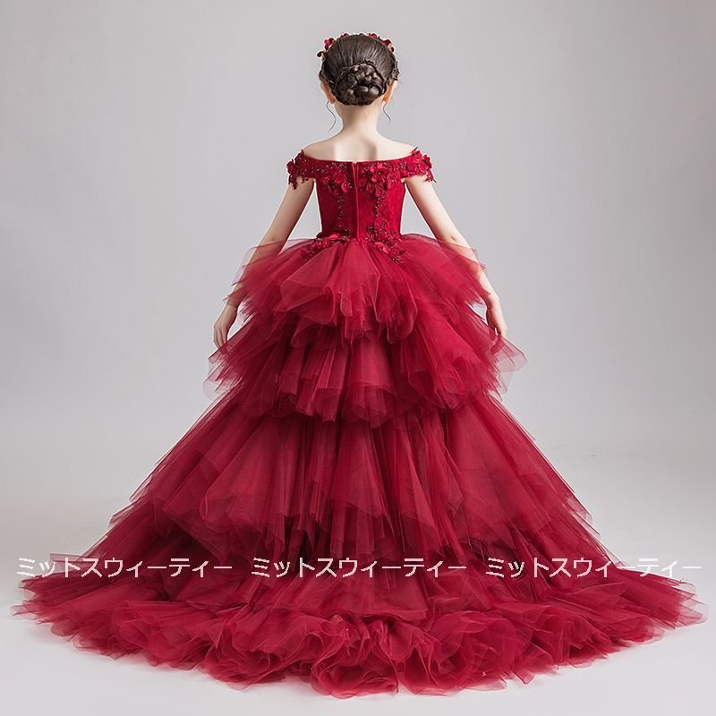子供 ドレス ピアノ発表会 前ミニドレス ワインレッド 子供ドレス ワンピース 衣装 結婚式 コンク