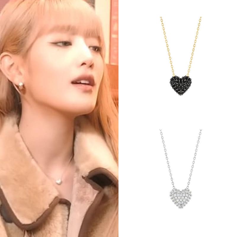 [ミンニITZYユナビリシユン着用] fancy pave heart necklace/韓国女性アクセサリー/韓国ファッションスタイル/SNS人気/韓国ジュエリー/芸能人着用アクセサリー/デイリ