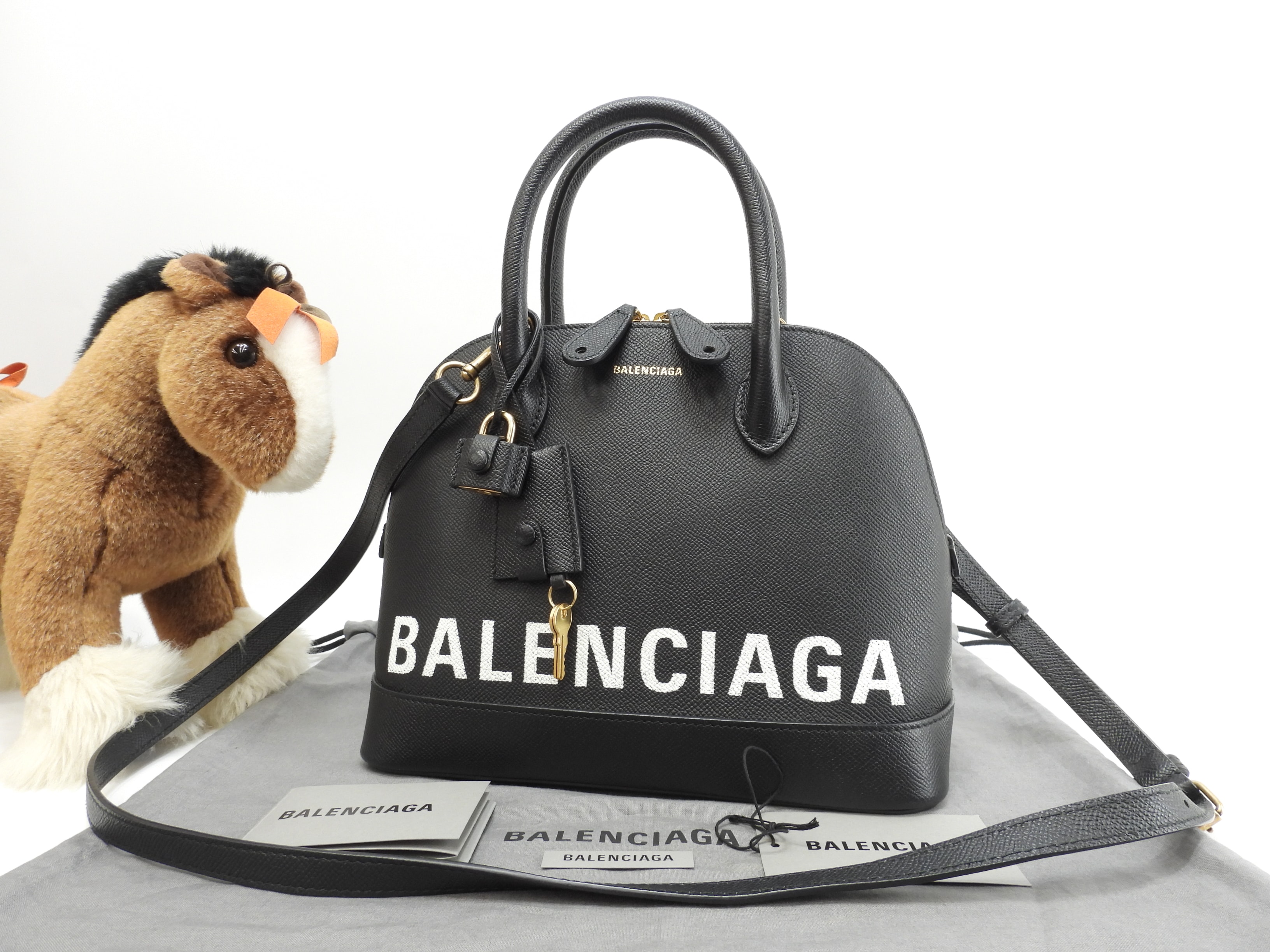 ビルトップハンドルS レザー黒 白ロゴ s付ハンドバッグ ポシェット 極美品@ 55 70,400円