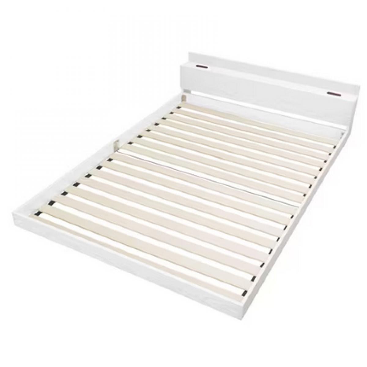 【I】アイリスオーヤマ フロアベッド ダブル FBM-D ホワイト　ローベッド 2口コンセント すのこ【お客様組立】【代引き不可】