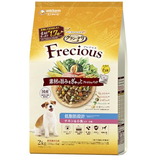 フレシャス（Frecious）ドッグフード ドライ [成犬用 低脂肪設計] チキン＆小魚 2kg【国産】
