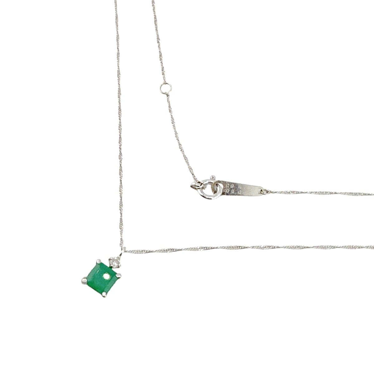 エメラルド K18WG ネックレス ホワイトゴールド×グリーン