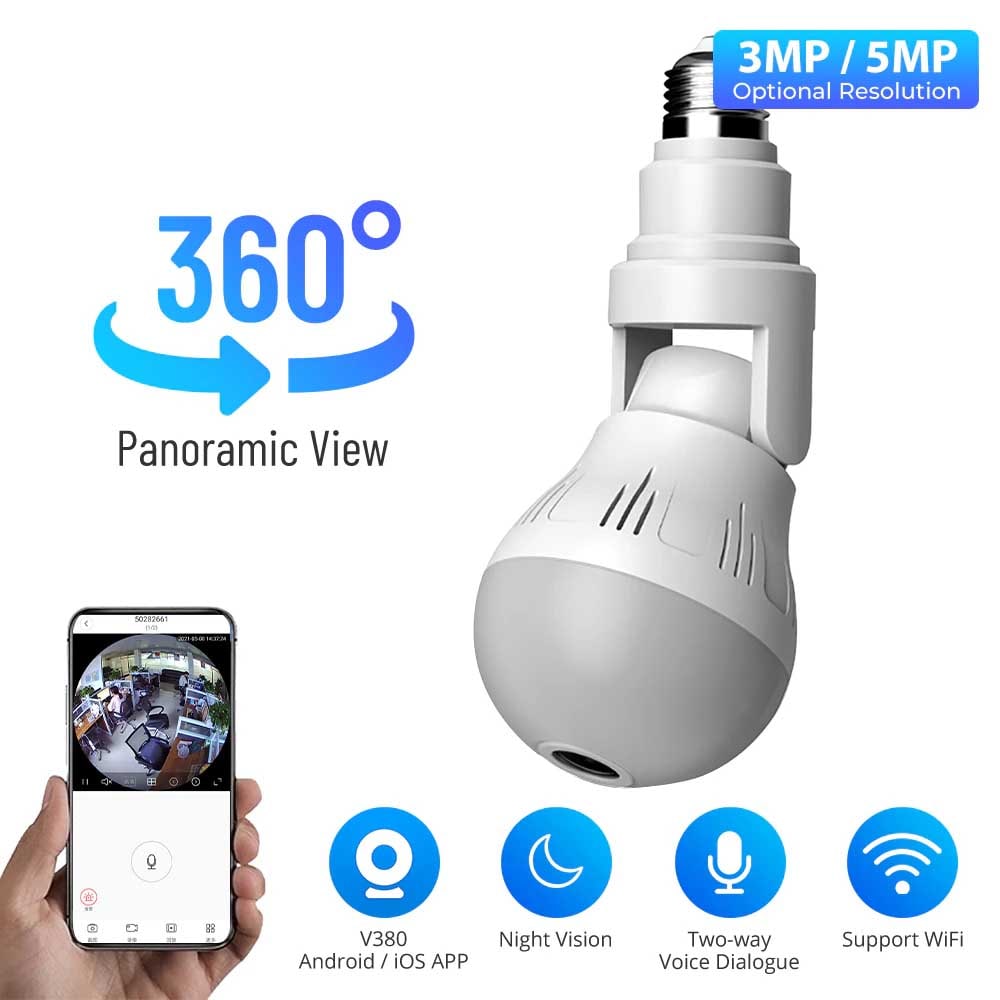 電球型 屋内防犯用カメラ WiFi電球カメラ VR CAM E26 E27 ソケット