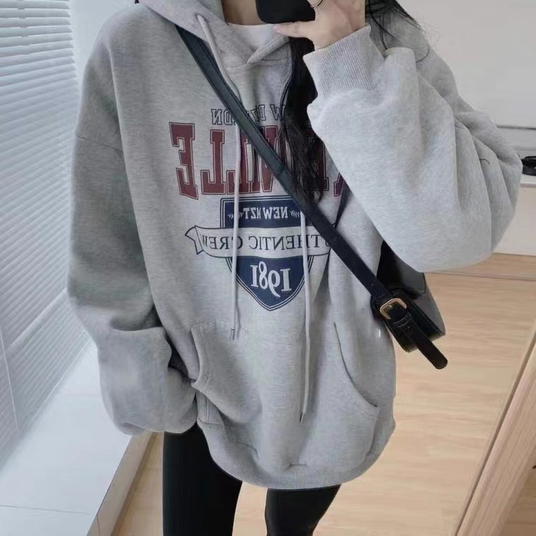 パーカー トップス カレッジロゴスウェットパーカー レディース スウェットパーカー カレッジロゴ オーバーパーカー 長袖 フード付き スウェット プルオーバー フーディ ロゴ プリント 灰色 黒