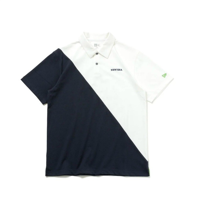 ニューエラ NEW ERA ゴルフ 半袖 ポロシャツ Color Block Diagonal ホワイト ネイビー 14109039スポーツ用品