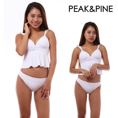 PEAK&PINE 水着　無地フリルショルダービキニ　黒 無地フリルショルダービキニ(238046)｜水着ブランドの