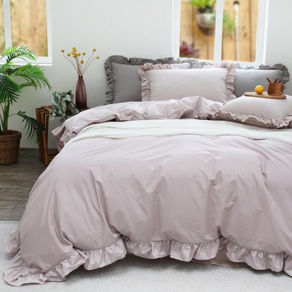 コットンベル高密度純綿40NeCフリル一重羽毛布団カバー単品/セット