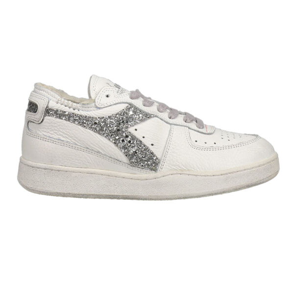 ディアドラMi Basket Row Cut Andromeda Glitter Lace Up Womens White Sneakers Casua