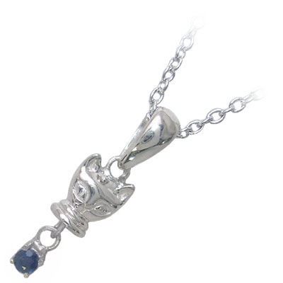 幸せを招く猫モチーフ ( 9月誕生石 ) シルバー サファイアペンダントネックレス楽ギフ_包装 8,036円