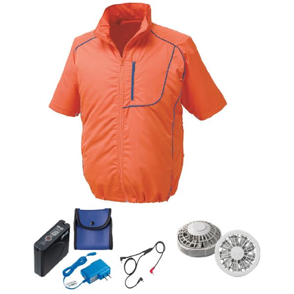 KU91720 空調服 ポリ製 半袖 FAN2200G/LISUPER1 オレンジxネイビー 4L 18,054円