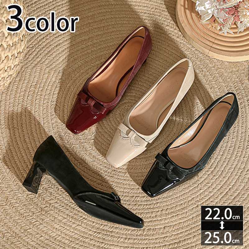 500円OFFクーポン パンプス 5cmヒールリボンデザインパンプス レディース エナメル調 ヒール ハイヒール パンプス パーティーパンプス レトロ 卒園式 長時間 入学式 ママ 疲れない レディー