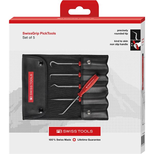 PB SWISS TOOLS ピービースイスツールズ 5本組 スイスグリップタイプ ピックツールセットロールケース付 紙箱仕様 8685.SETCBB