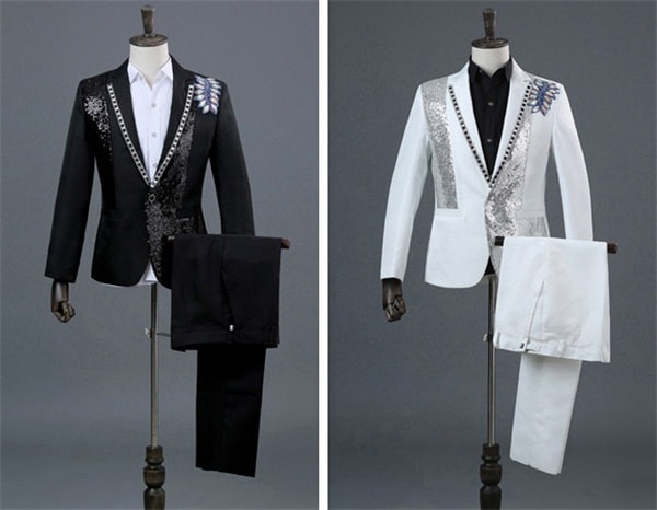 和服コスチュームコスチューム結婚式 司会者 ステージ衣装 セットアップ スーツ パーティー 白 フォーマルスーツ パンツ スパンコール メンズ カラオケジャケット 演出服 演出服 メンズ 黒 ダン