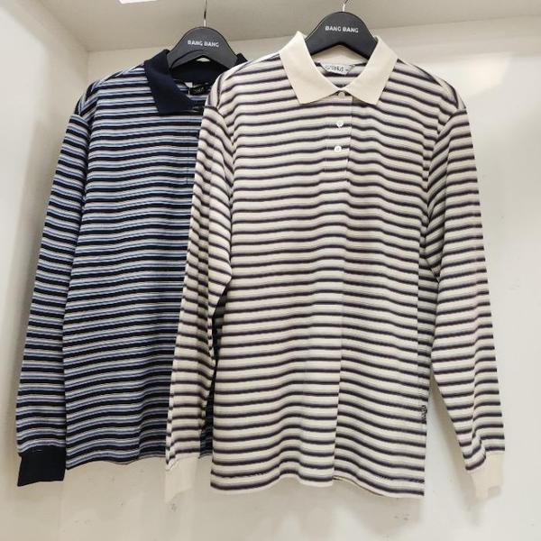 HC15 春 メンズ ストライプ コットンカラー 長袖Tシャツ CTM110 (E45787803)