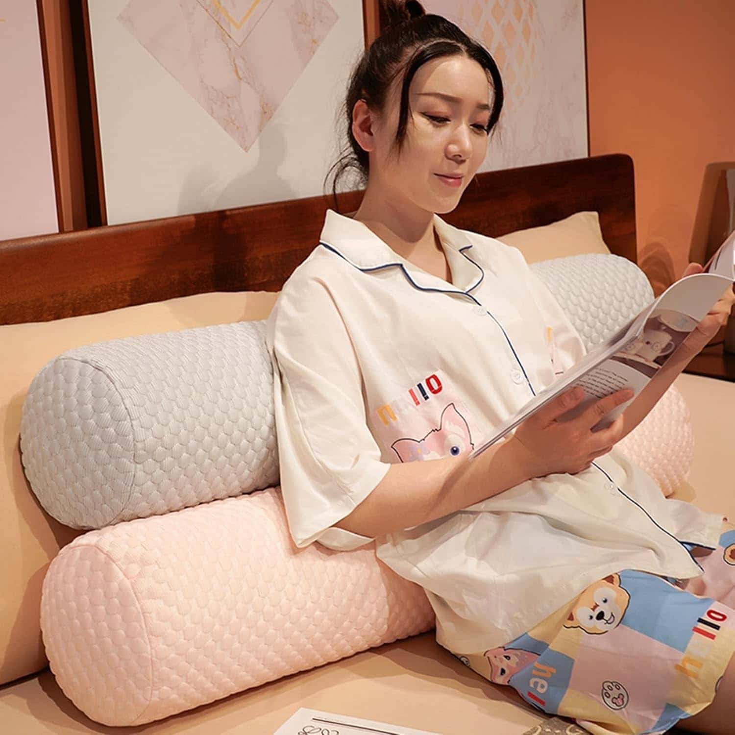 円柱形 横向き寝 だきまくら マタニティ枕 通気性 ロングクッション 綿製 無地 マシュマロ ボルスター 低反発 高密度スポンジ ストレス解消 足枕 快眠 寝具