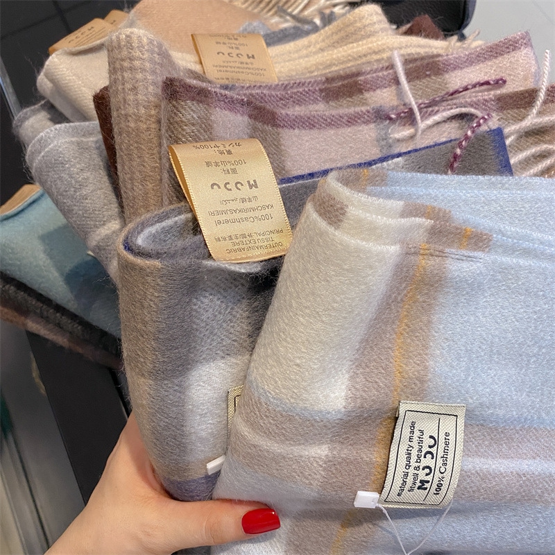 高級cashmereカシミヤマフラーレディース秋冬チェックマフラーボーイフレンド誕生日プレゼント 6,535円