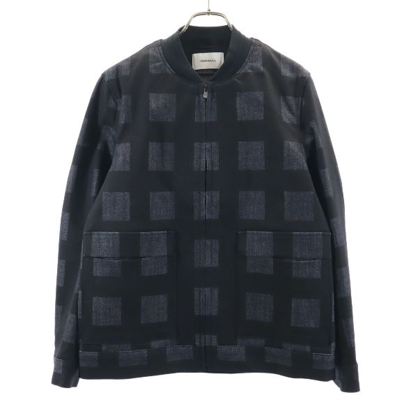 未使用 チェック柄 デニムジャケット M 濃紺×黒 ブルゾン メンズ