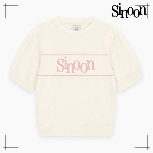 SINOON 半袖ニット Logo Half Knit (Ivory)