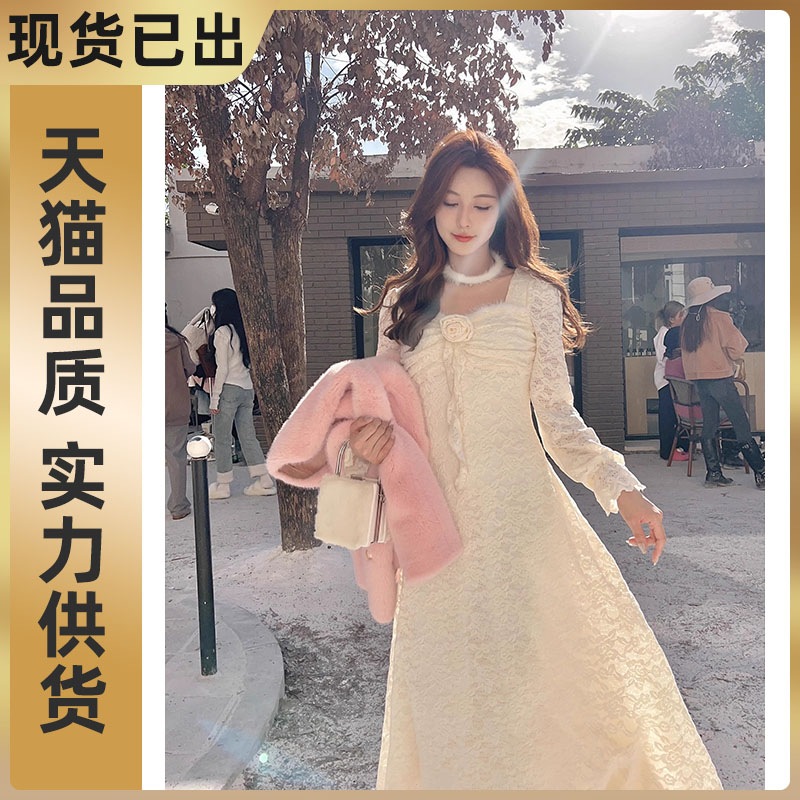 Zhang Xinziのフランス社交界のエレガントなレースのドレス妖精のスカート秋冬のインナースカートS49