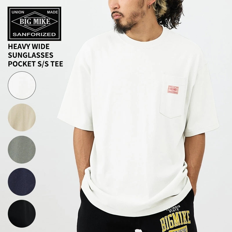 ビッグマイク メンズ 9オンス 半袖Tシャツ BIG MIKE ヘビー ワイド サングラス ポケット Tシャツ 長袖シャツ 102328520