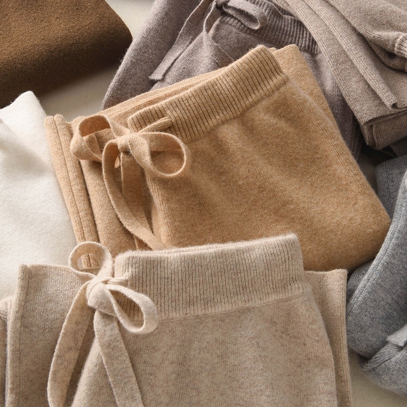 オーストラリア初の純ウールワイドパンツ100女性秋冬アウターストレートパンツドレープ感カシミアニットモップパンツ