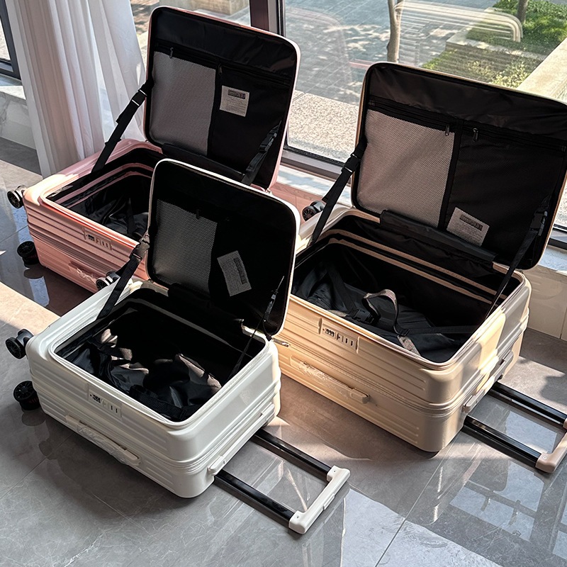 女性用の新しい多機能フロントオープンスーツケース小型キャビンスーツケース20インチ学生用トロリーケースユニバーサルホイールスーツケース