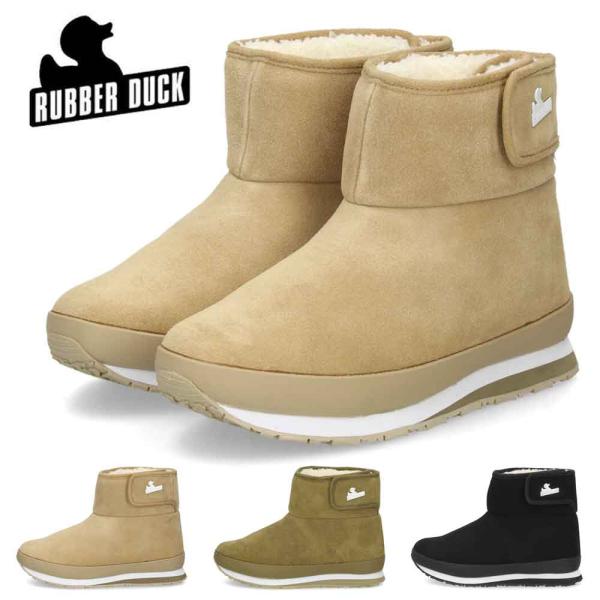 ショートブーツ レディース 撥水 防寒 本革 ベルクロ マジックテープ ボア スニーカーソール RUBBER DUCK SPORTYSUEDE ラバーダック スポーティ スエード 冬
