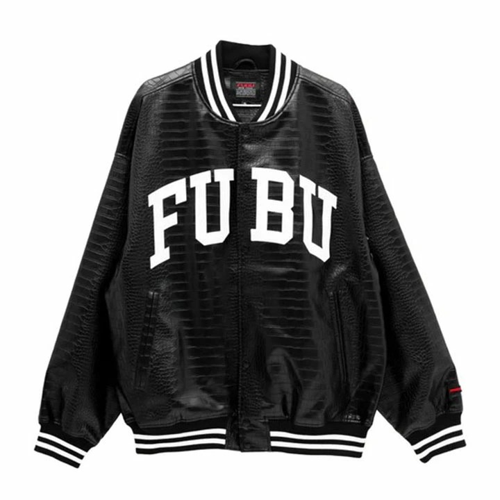 FUBU アウター 長袖 スタジャン ブルゾン 人気 暖かい メンズ 春秋冬用 黒 大きいサイズ フブ スタジアムジャンパー 防寒着 派手 パイソンレザー ヘビ柄