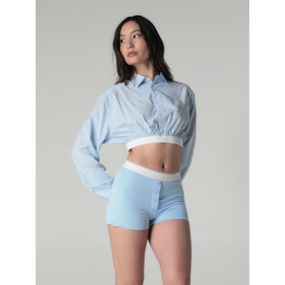 GLOWNY WILLY CROP SHIRT BABYBLUE STRIPE GY25LWSH001BB