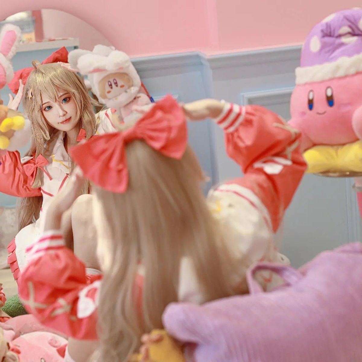 バーチャルキャスターcos服女子アイドル団体A-SOUL嘉然コスプレワンピース日常ロリ装