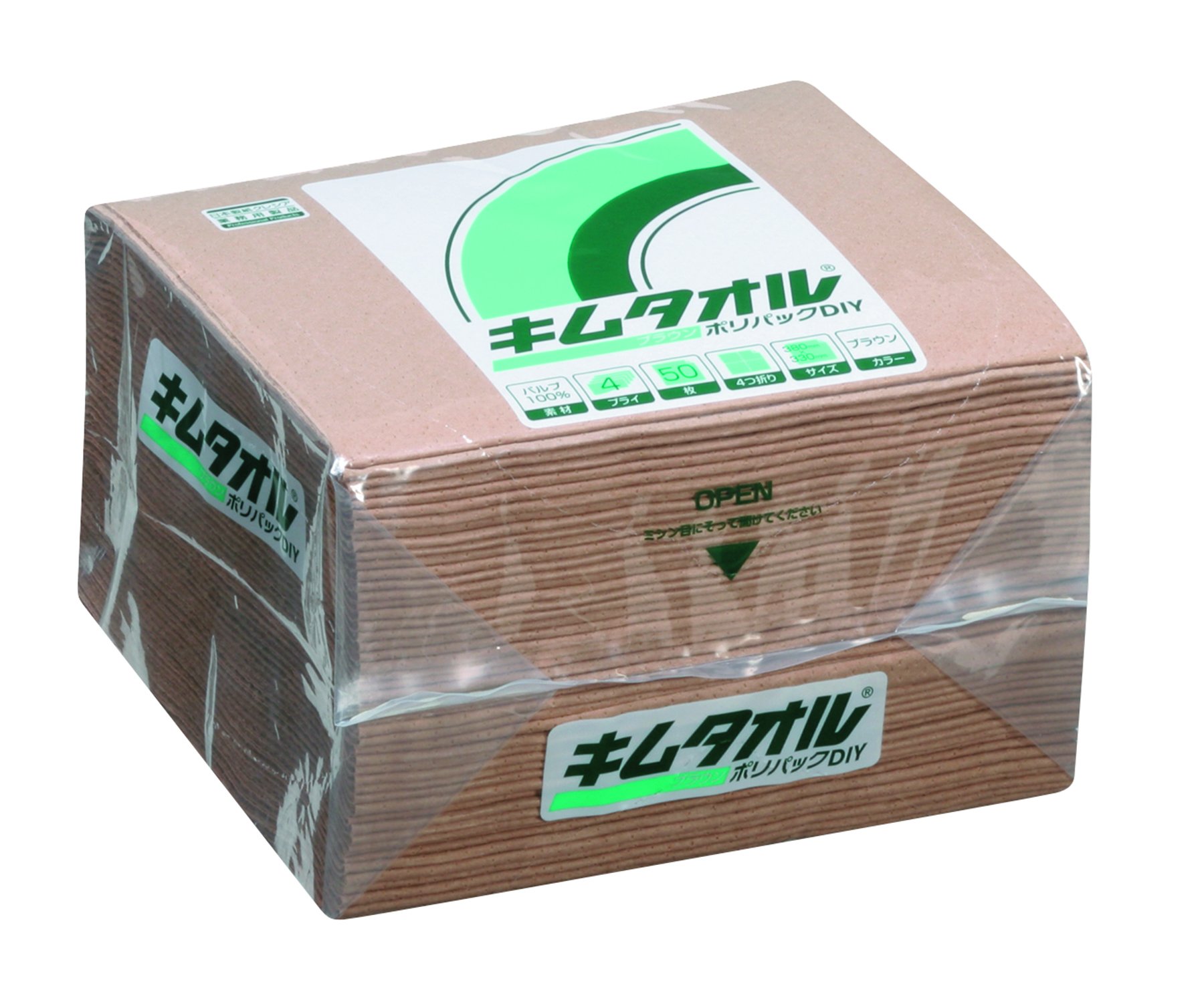 【ケース販売】 クレシア キムタオル ブラウン ポリパック DIY 50枚/パック ×24パック入 ポリパック入りで衛生面を重視する現場で活躍 61040