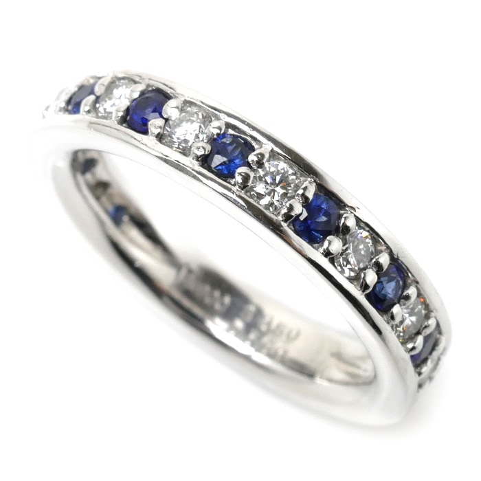 Pt900プラチナ リング指輪 サファイア0.50ct ダイヤモンド0.50ct 14号 8.8g レディース 中古