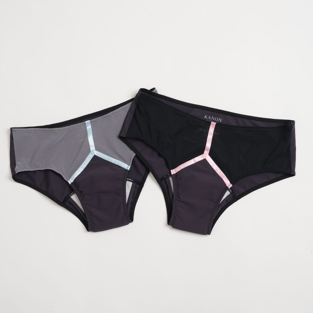 カノン吸水ショーツ【ブラックピンクセット販売（簡易包装）】 サニタリーショーツ 吸水 サニタリー 横漏れ 吸収 吸水型サニタリーショーツ シームレス 生理中 生理前 生理用 オリモノ