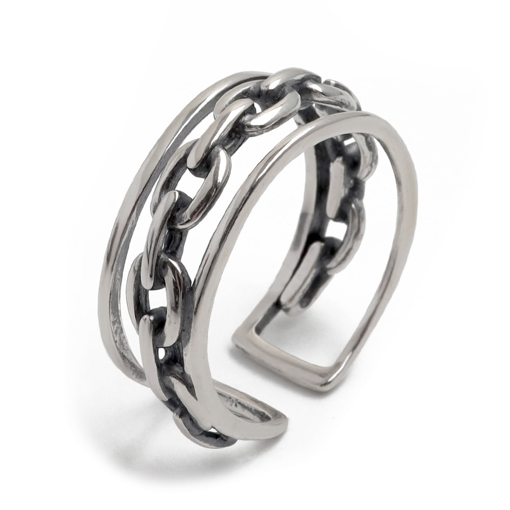 925 あずき チェーンリング 三連 [cr364]