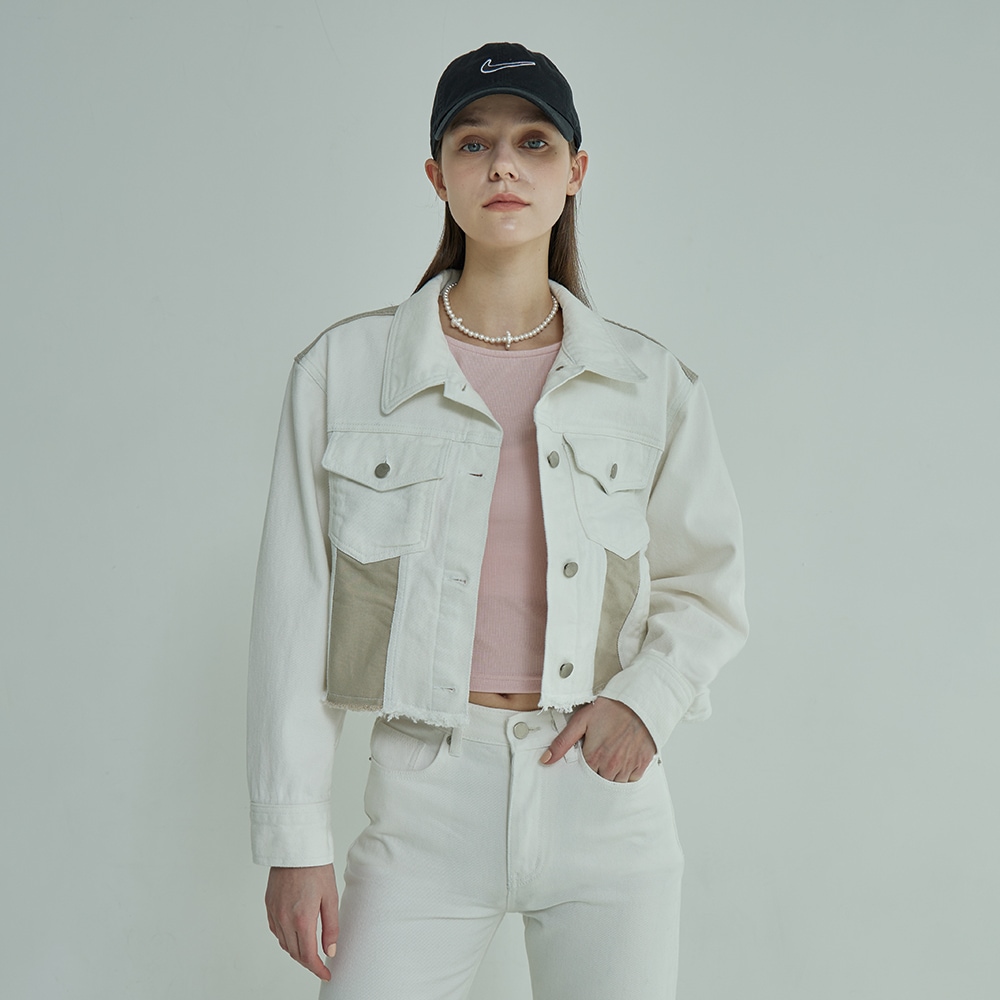 COLORED DENIM JACKET(WHITE, BLACK)