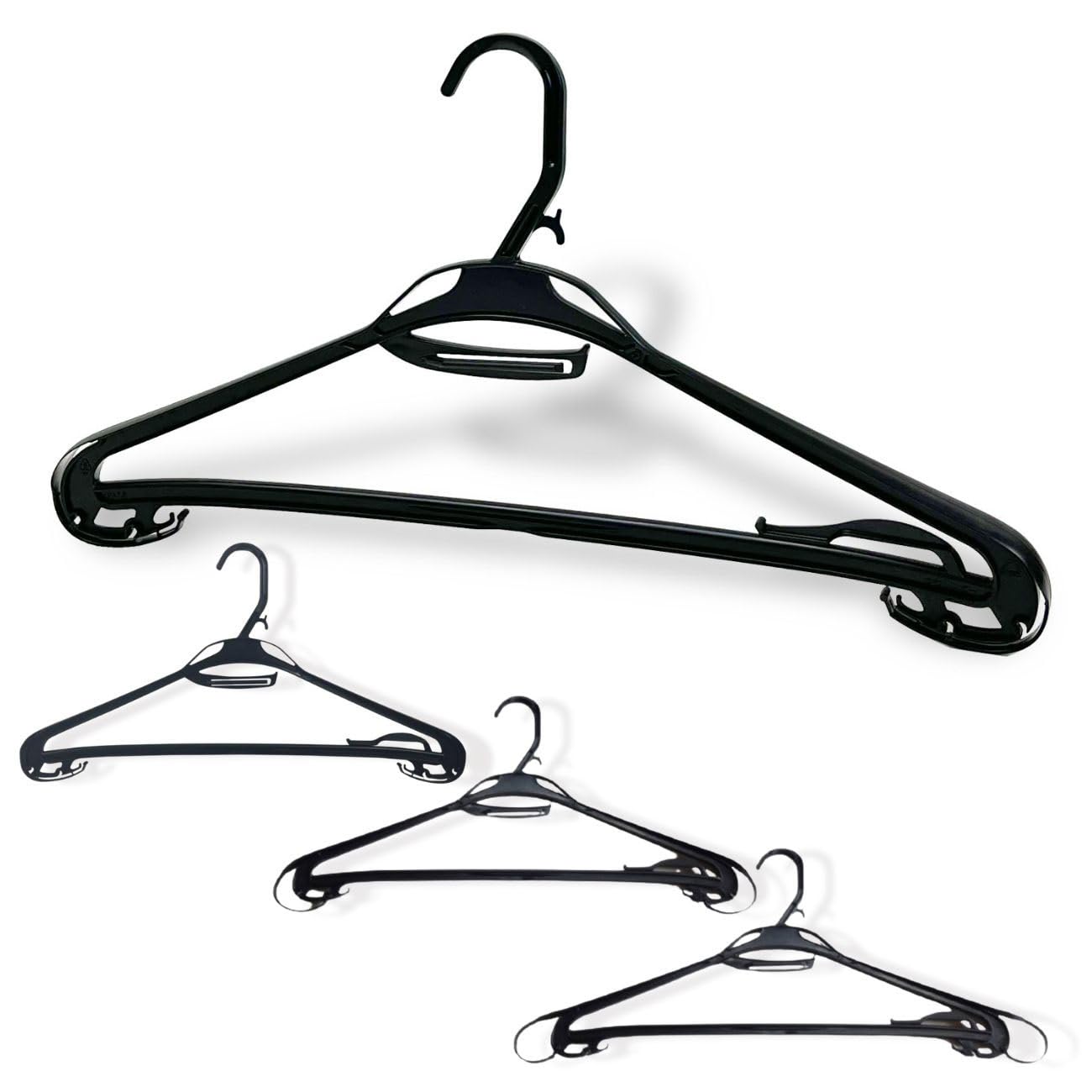 オリタニ 業務用 大きいハンガー かわルンガー 44cm 47cm 50cm プラスチックハンガー ブラック 国産 スーツ 制服 黒 幅広 サイズ変更 (80本入)