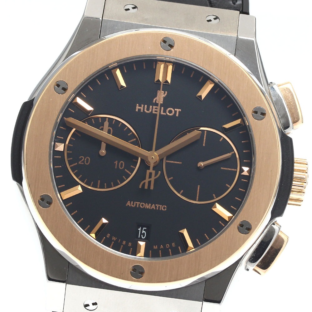 ウブロ HUBLOT 521.NO.1181.LR クラシックフュージョン チタニウム クロノグラフ 自動巻き メンズ 保証書付き_913800【中古】